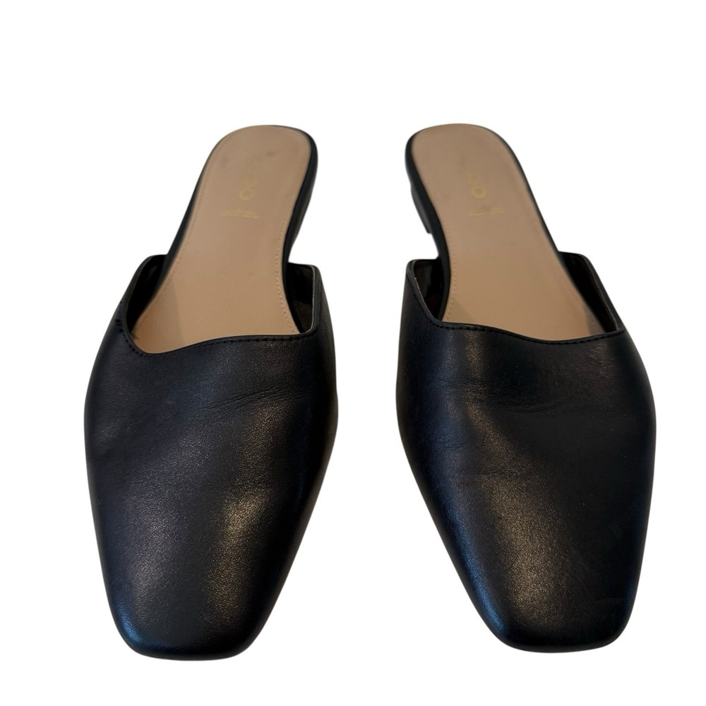 Aldo Alyssaa Black‎ Leather Slip On Mules Size 8 S3 - Picture 2 of 7